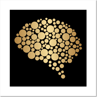 Golden brain intelligence Posters and Art